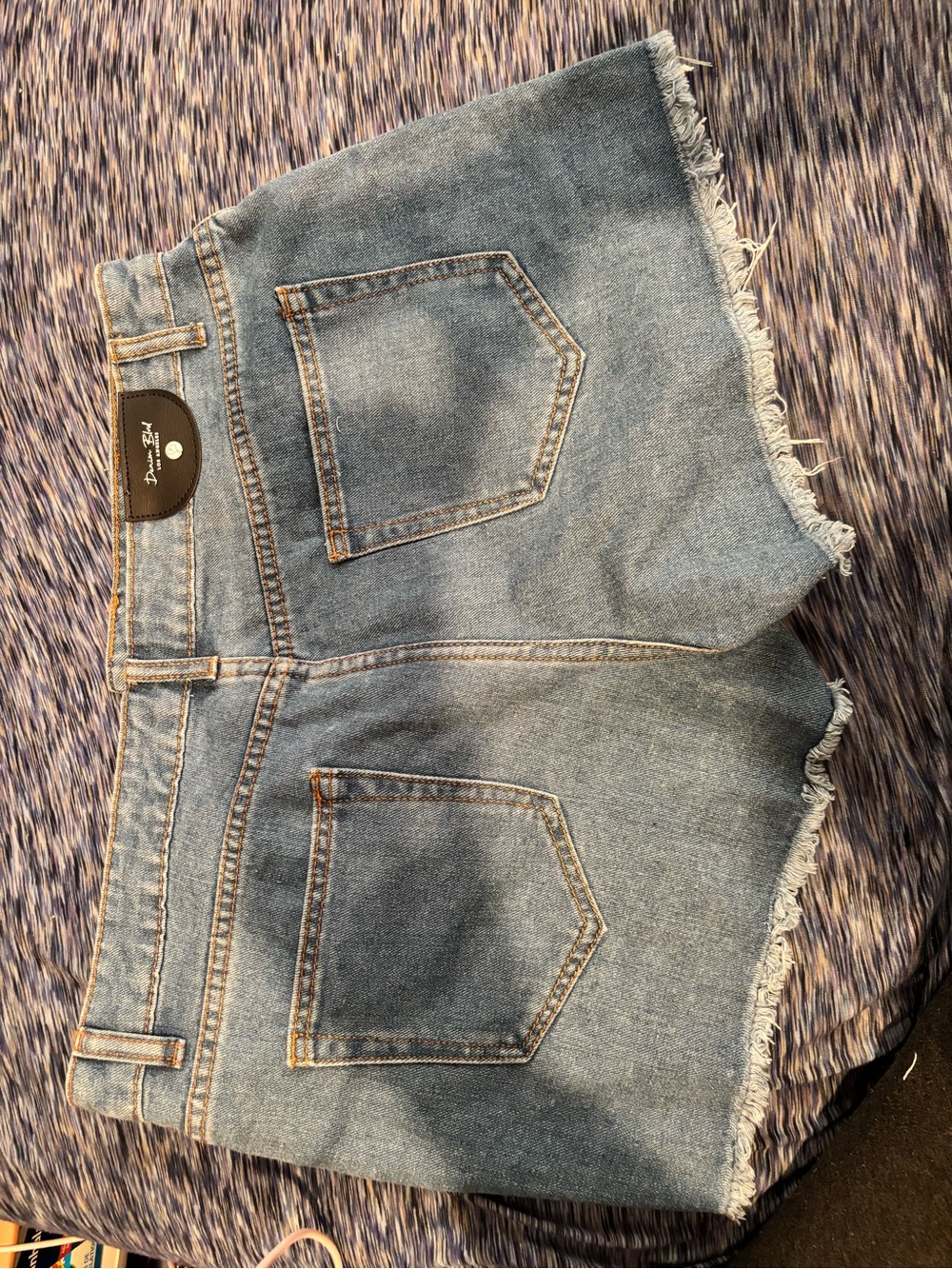 Fashion Nova Light Blue High-Rise Frayed Hem Denim Shorts